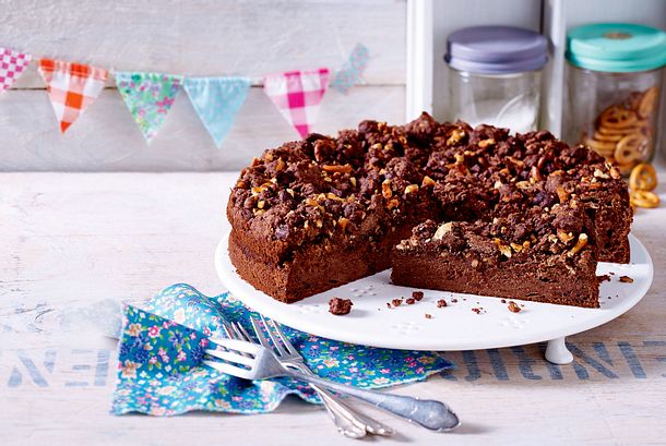Schoko-Cheesecake mit Brezelcrunch Rezept Schoko-Cheesecake mit Brezelcrunch Rezept