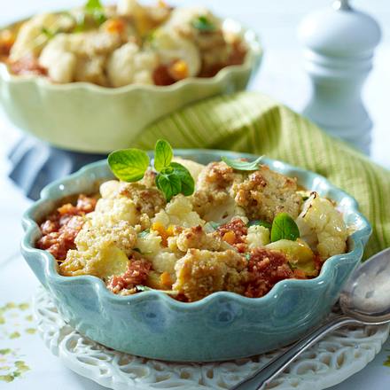 Blumenkohlauflauf mit Soja-Bolognese Rezept Blumenkohlauflauf mit Soja-Bolognese Rezept