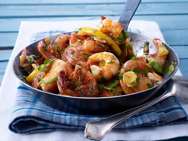 Fixe Knoblauchgarnelenpfanne Rezept Fixe Knoblauchgarnelenpfanne Rezept