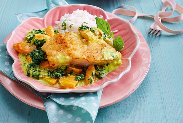 Kabeljaufilet mit Currygemüse Rezept Kabeljaufilet mit Currygemüse Rezept