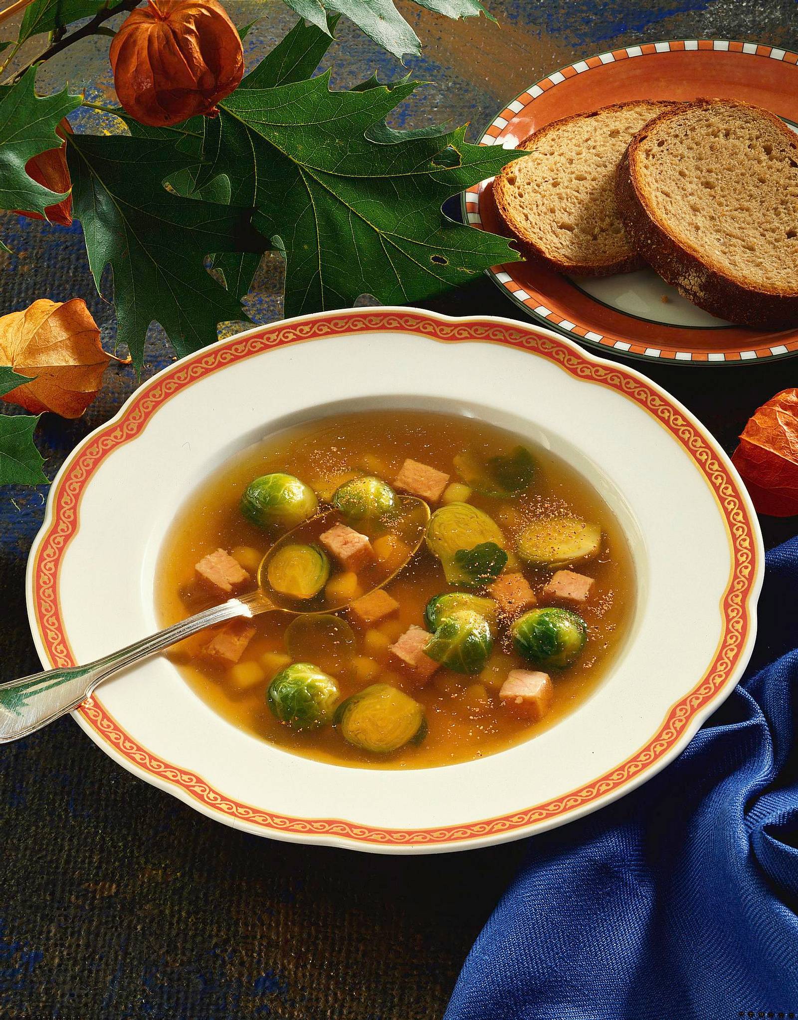 Klare Suppe mit Rosenkohl und Kartoffelstückchen Rezept LECKER