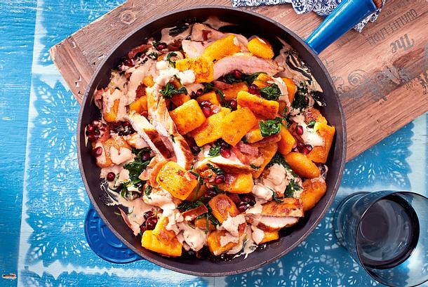 Kürbisgnocchi mit Hähnchen Rezept-F8621901 Kürbisgnocchi mit Hähnchen Rezept-F8621901