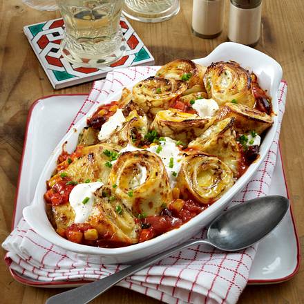 Mexikanischer Pfannkuchen-Auflauf Rezept Mexikanischer Pfannkuchen-Auflauf Rezept