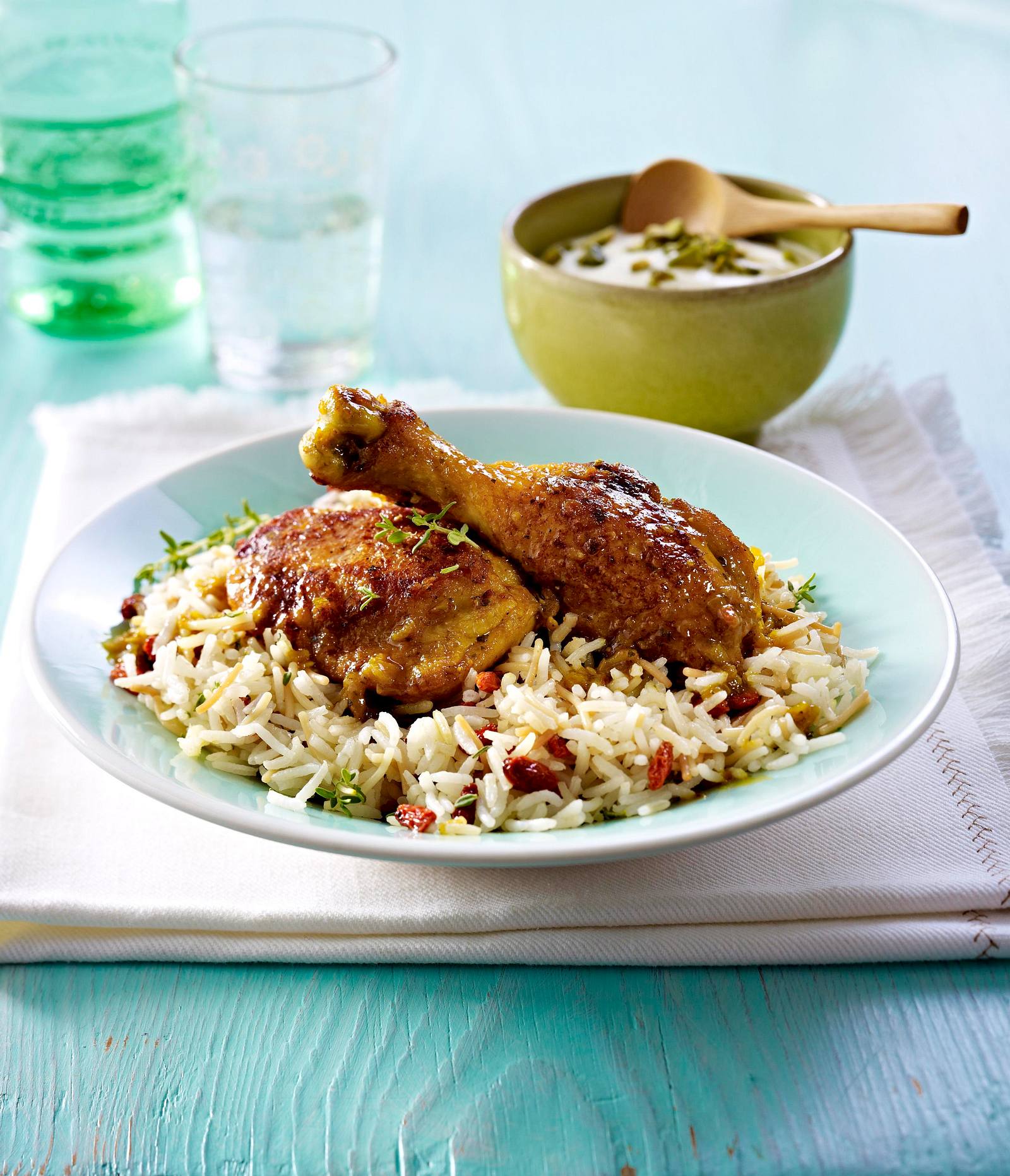 Orientalisches Huhn Mit Fadennudel Reis Rezept Lecker