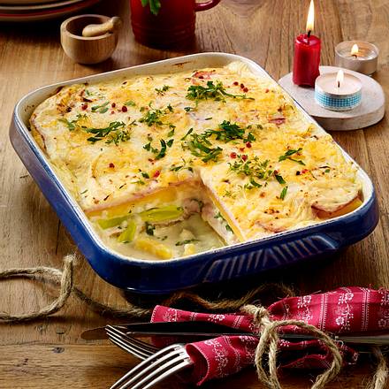 Steckrüben-Lasagne mit Porree-Rahm und Kasseler Rezept Steckrüben-Lasagne mit Porree-Rahm und Kasseler Rezept