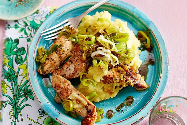 Zitronen-Pfeffer-Hühnchen mit Porreestampf Rezept Zitronen-Pfeffer-Hühnchen mit Porreestampf Rezept