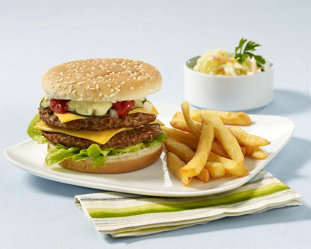 Cheeseburger Mit Pommes Und Cole Slaw Rezept Lecker