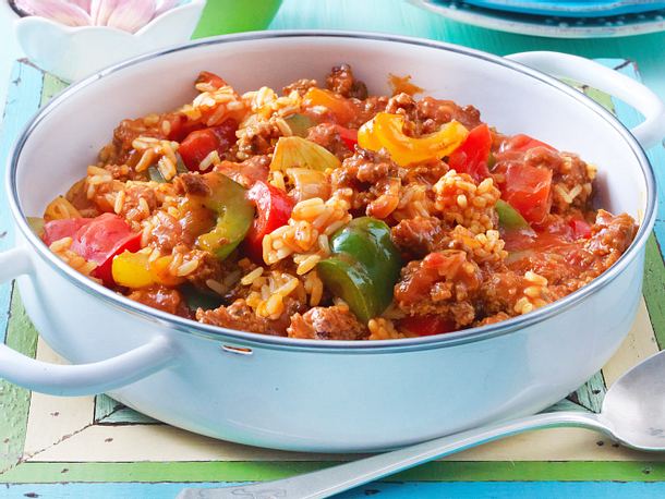 Paprika Hack Pfanne Mit Reis Rezept Lecker