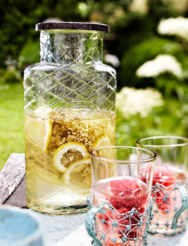 Holunderblutensirup Mit Himbeer Eiswurfel Und Sekt Rezept Lecker