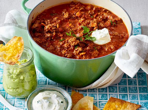 Chili Mit Tortilla Chips Und Guacamole Rezept Lecker