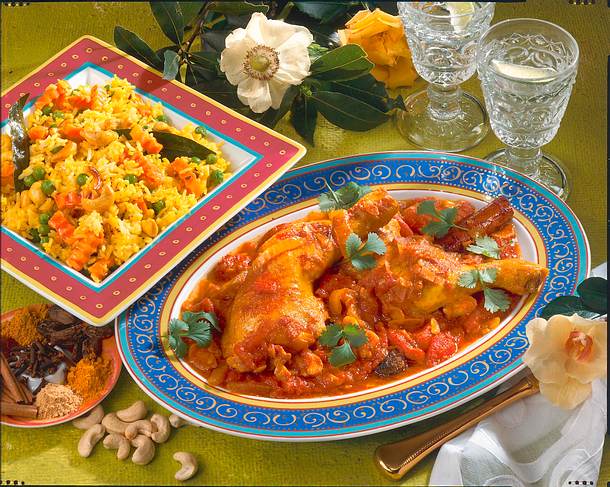 "Murgee Badaam" mit "Vegetable Pulao" Rezept