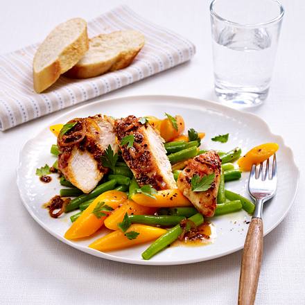 30-Minuten-Hähnchen mit Aprikosen-Bier-Soße Rezept