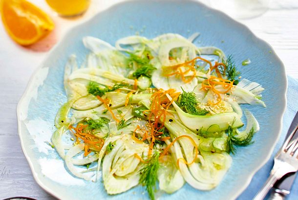 Fenchel-Carpaccio mit Zitrusbegleitung Rezept Fenchel-Carpaccio mit Zitrusbegleitung Rezept