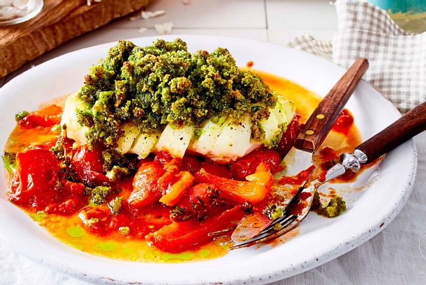 Fisch aufn Tisch Kabeljau mit Kräuterkruste Rezept Fisch aufn Tisch Kabeljau mit Kräuterkruste Rezept