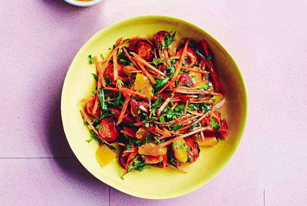 gebackene Möhren mit Zitrussalat Rezept