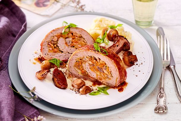 Hackbraten Waidmannsheil mit edlen Rahmpilzen Rezept