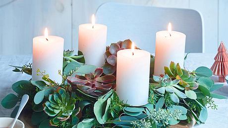 Adventskranz mit Sukkulenten