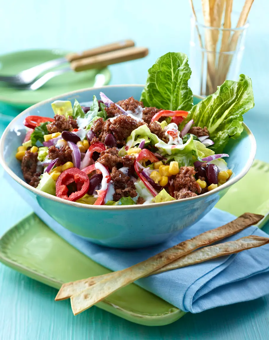 After-Work-Texmex-Salat mit Rinderhack Rezept After-Work-Texmex-Salat mit Rinderhack Rezept