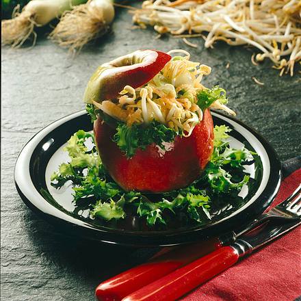 Apfel gefüllt mit Sprossensalat Rezept