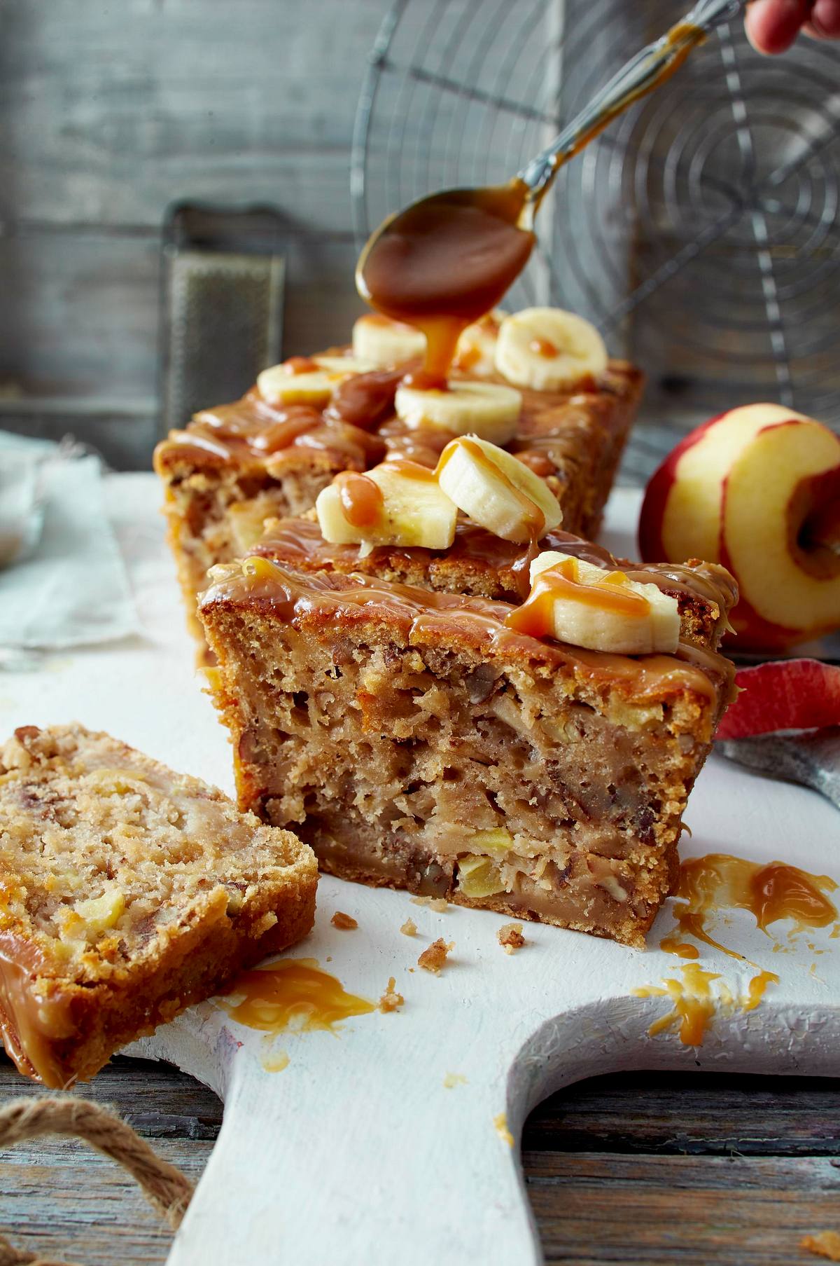 Apfel-Karamell-Bananen-Brot Rezept