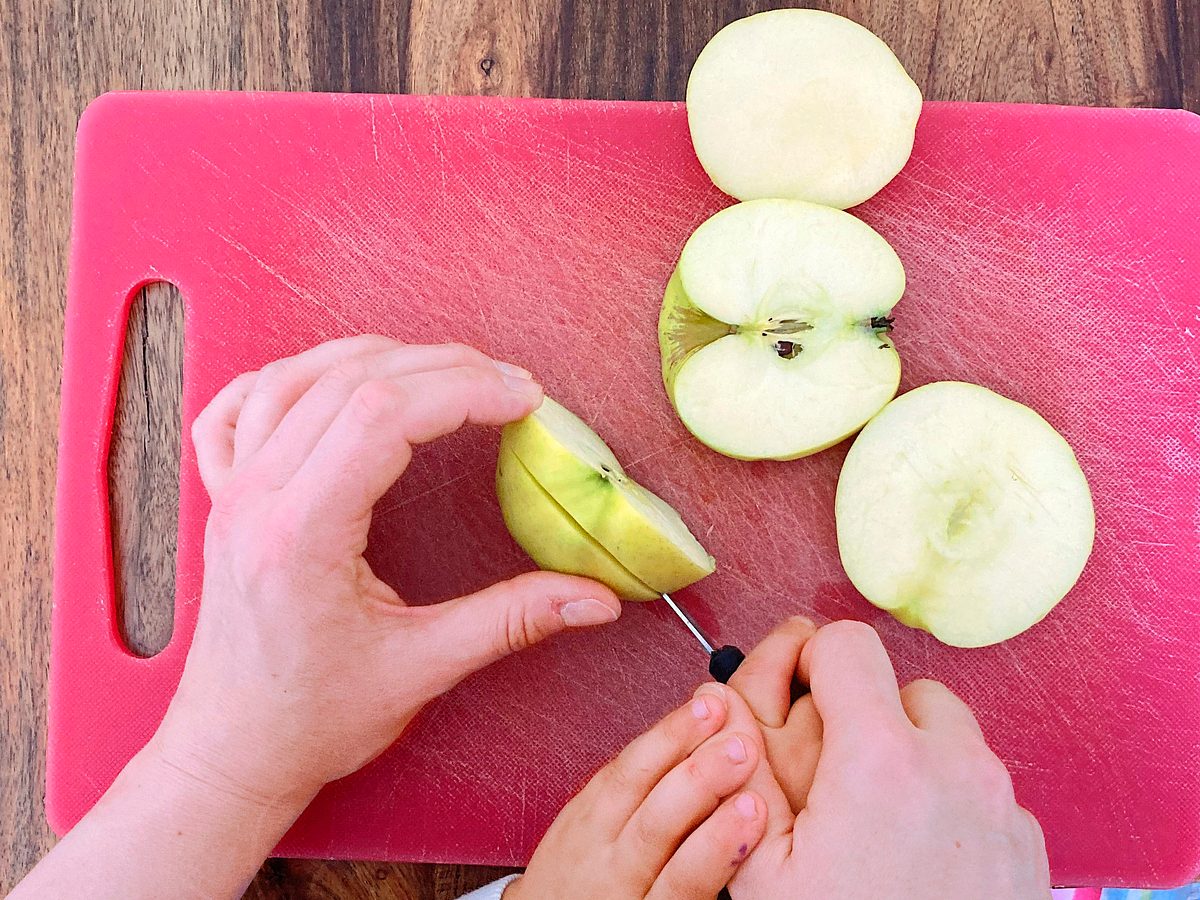 Apfel Spinnen Schritt 1