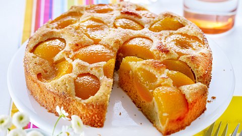 Aprikosenkuchen aus Rührteig, in der Springform gebacken, die Aprikosenhälften sind sichtbar aber halb im Teig versunken. - Foto: House of Food / Bauer Food Experts KG