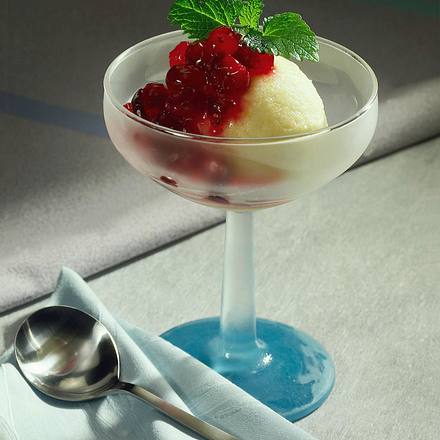 Aprikosensorbet mit Cranberrysoße Rezept Aprikosensorbet mit Cranberrysoße Rezept