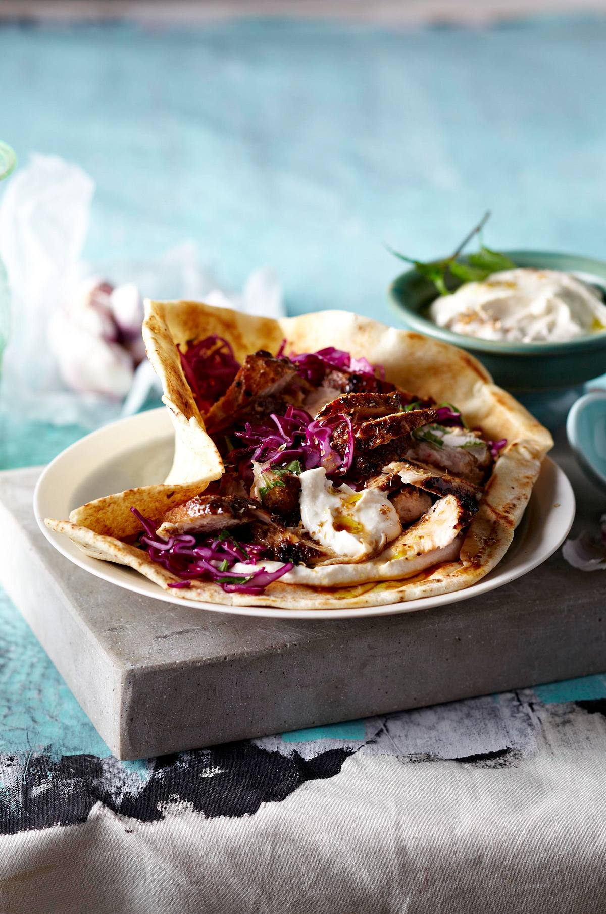 Arabisches Shawarma mit Tahin und Rotkohlsalat Rezept