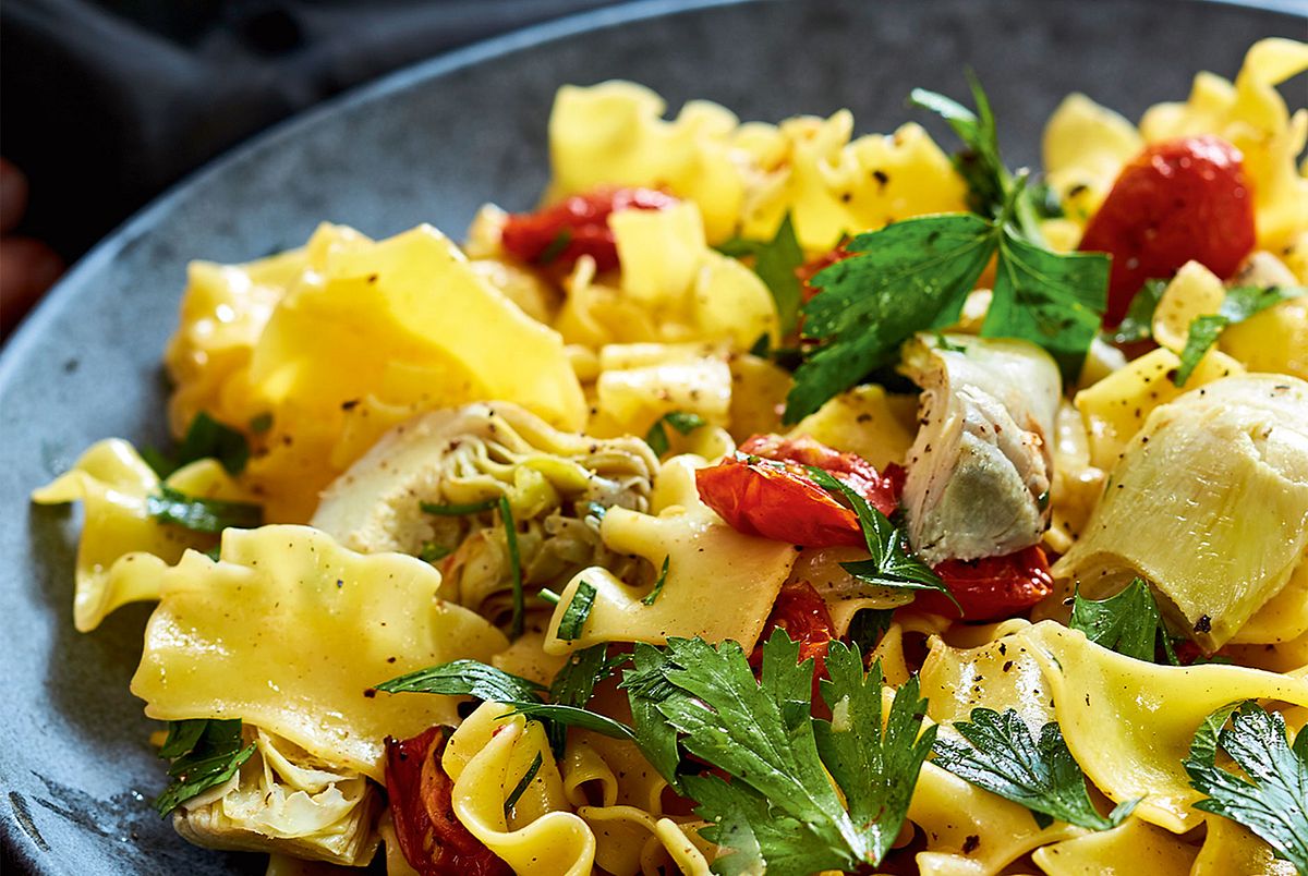 Artischocken-Pasta mit Ofentomaten Rezept