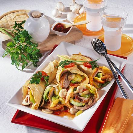 Asia-Crêpes mit Entenbrust Rezept Asia-Crêpes mit Entenbrust Rezept