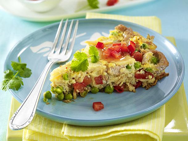 Asia-Omelett mit Schnitzelstreifen Rezept Asia-Omelett mit Schnitzelstreifen Rezept