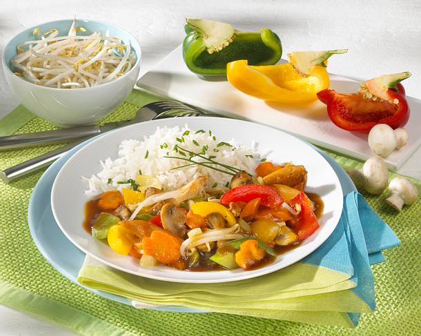 Asia-Wok mit Putenstreifen Rezept Asia-Wok mit Putenstreifen Rezept