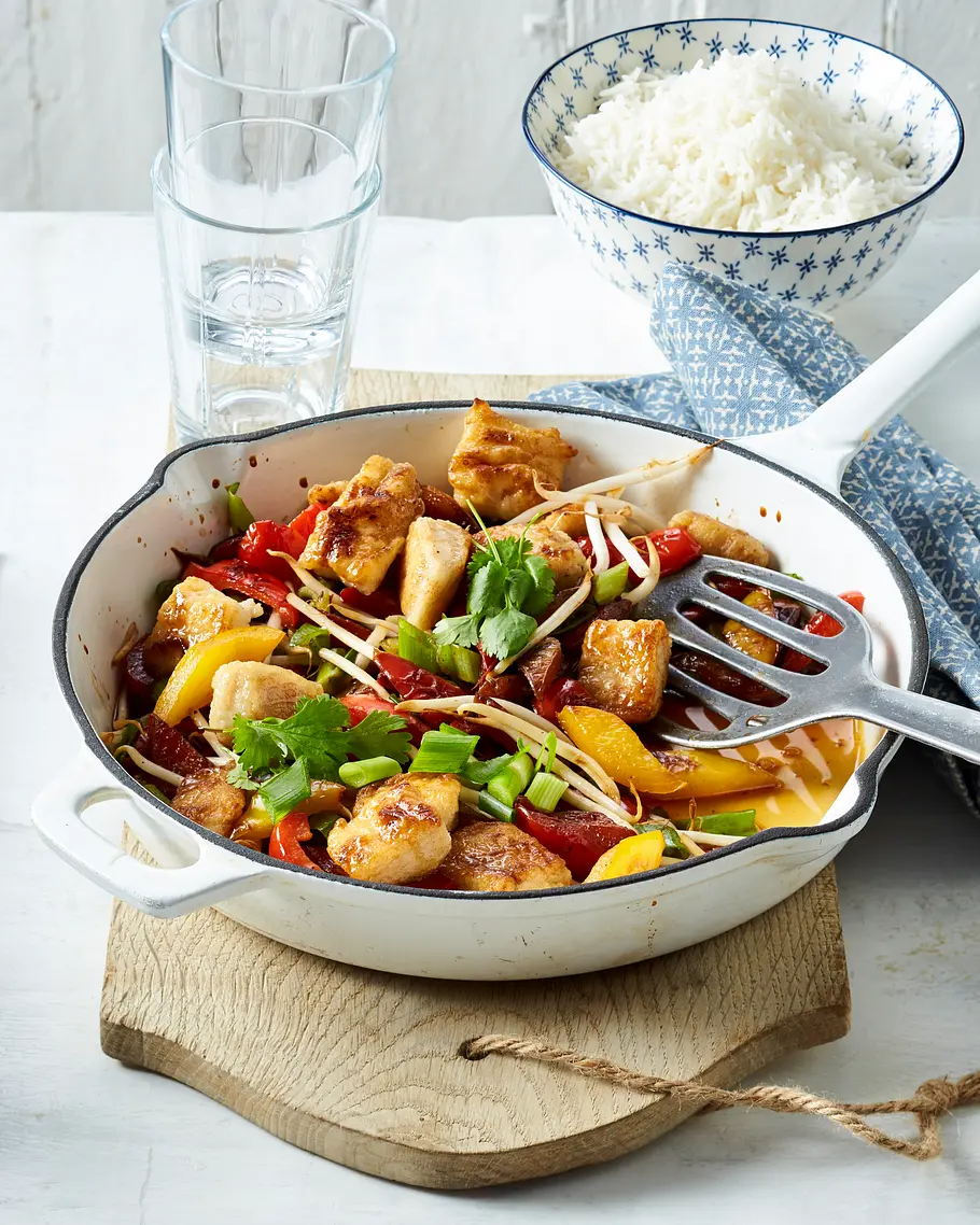 Asiatische Fisch-Paprika-Pfanne Rezept Asiatische Fisch-Paprika-Pfanne Rezept