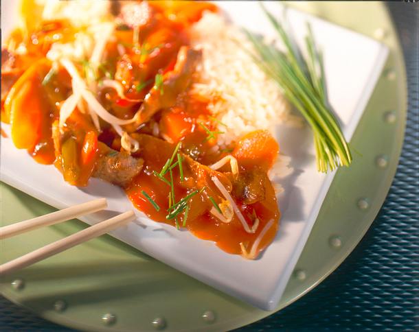 Asiatische Pfanne, süß-sauer Rezept Asiatische Pfanne, süß-sauer Rezept
