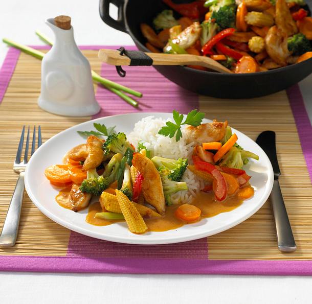 Asiatische Wok-Pfanne mit Hähnchen Rezept Asiatische Wok-Pfanne mit Hähnchen Rezept