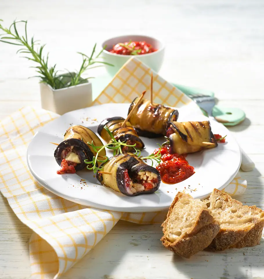 Auberginen-Feta-Röllchen Rezept Auberginen-Feta-Röllchen Rezept