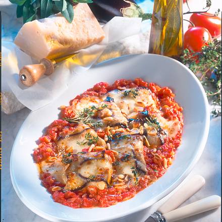 Auberginen mit Kartoffel-Knoblauch-Mus Rezept Auberginen mit Kartoffel-Knoblauch-Mus Rezept
