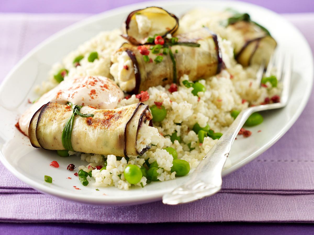 Auberginenpäckchen auf Hirse Rezept