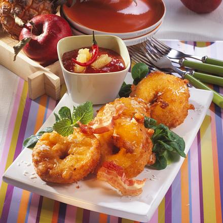 Ausgebackene Apfelringe mit Ananas-Salsa Rezept