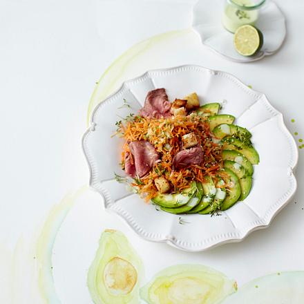 Avocado-Roastbeef-Salat mit Wasabidressing Rezept