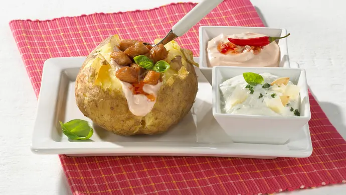 Backkartoffel mit zwei Dips Rezept - Foto: LECKER @ Bauer Media Group Backkartoffel mit zwei Dips Rezept - Foto: LECKER @ Bauer Media Group