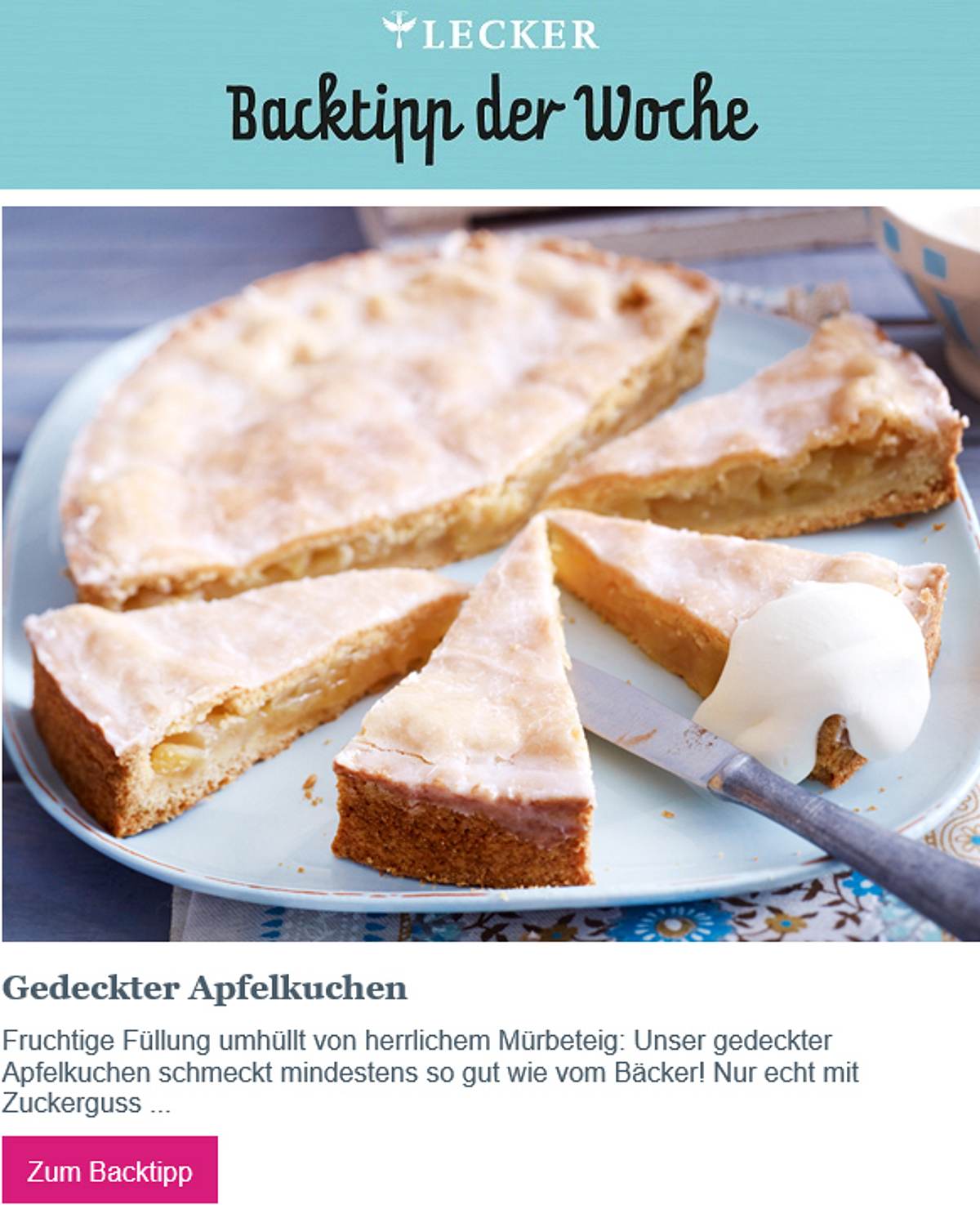 Backtipp der Wochen - Newsletter