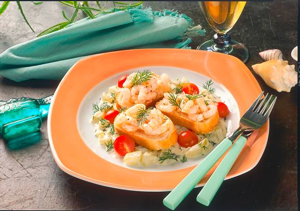 Baguette-Scheiben mit Shrimps Rezept Baguette-Scheiben mit Shrimps Rezept
