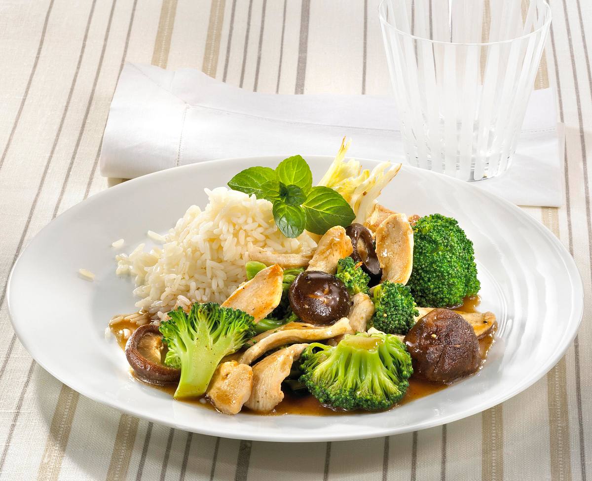 Balsamico-Huhn mit Broccoli und Reis Rezept