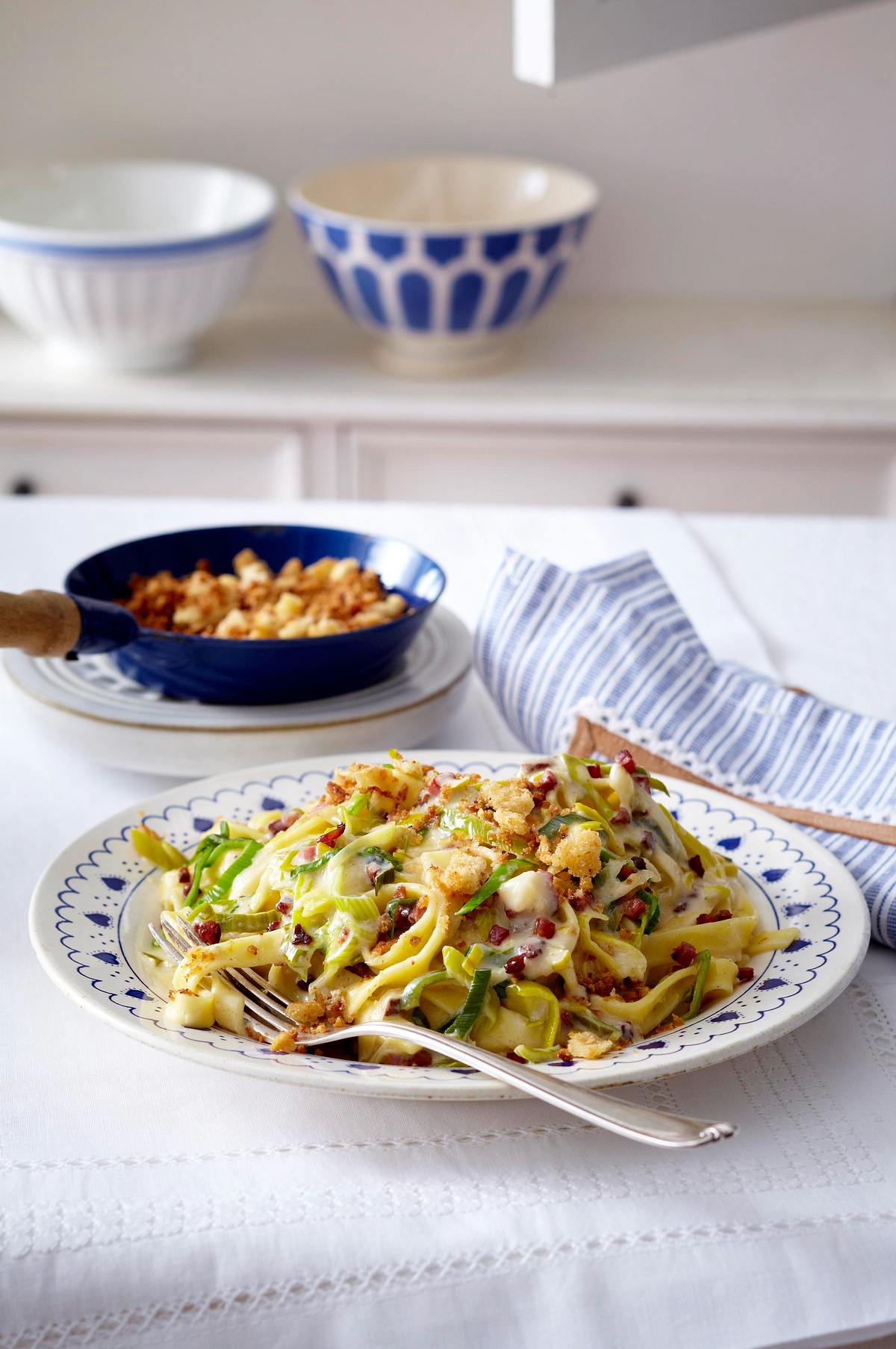 Bandnudeln in Porree-Meerrettich-Rahm Rezept