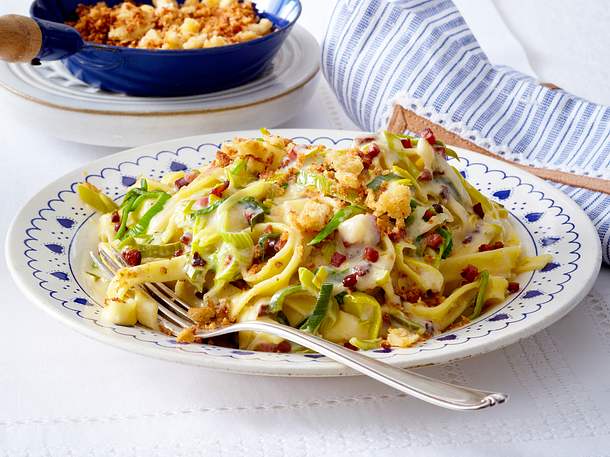 Bandnudeln in Porree-Meerrettich-Rahm Rezept