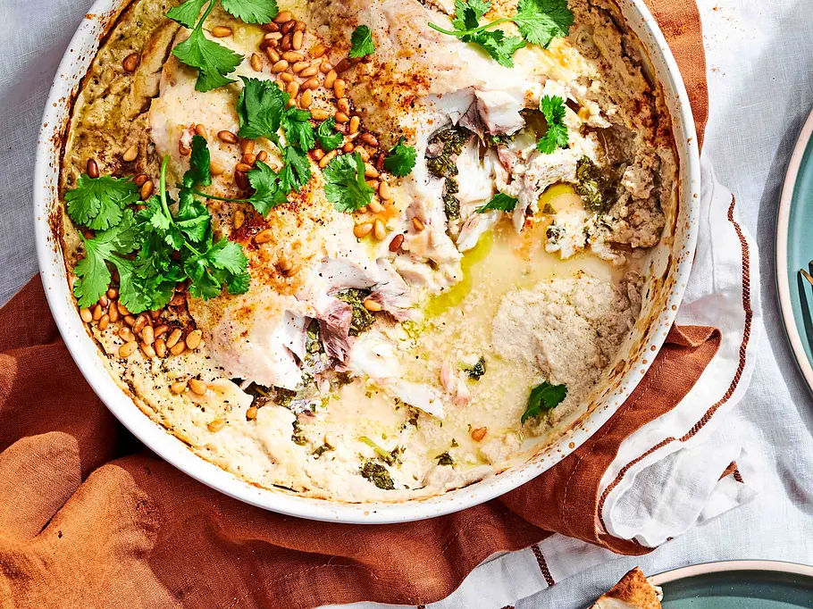 Barsch-Auflauf mit Tahin-Creme Rezept Barsch-Auflauf mit Tahin-Creme Rezept