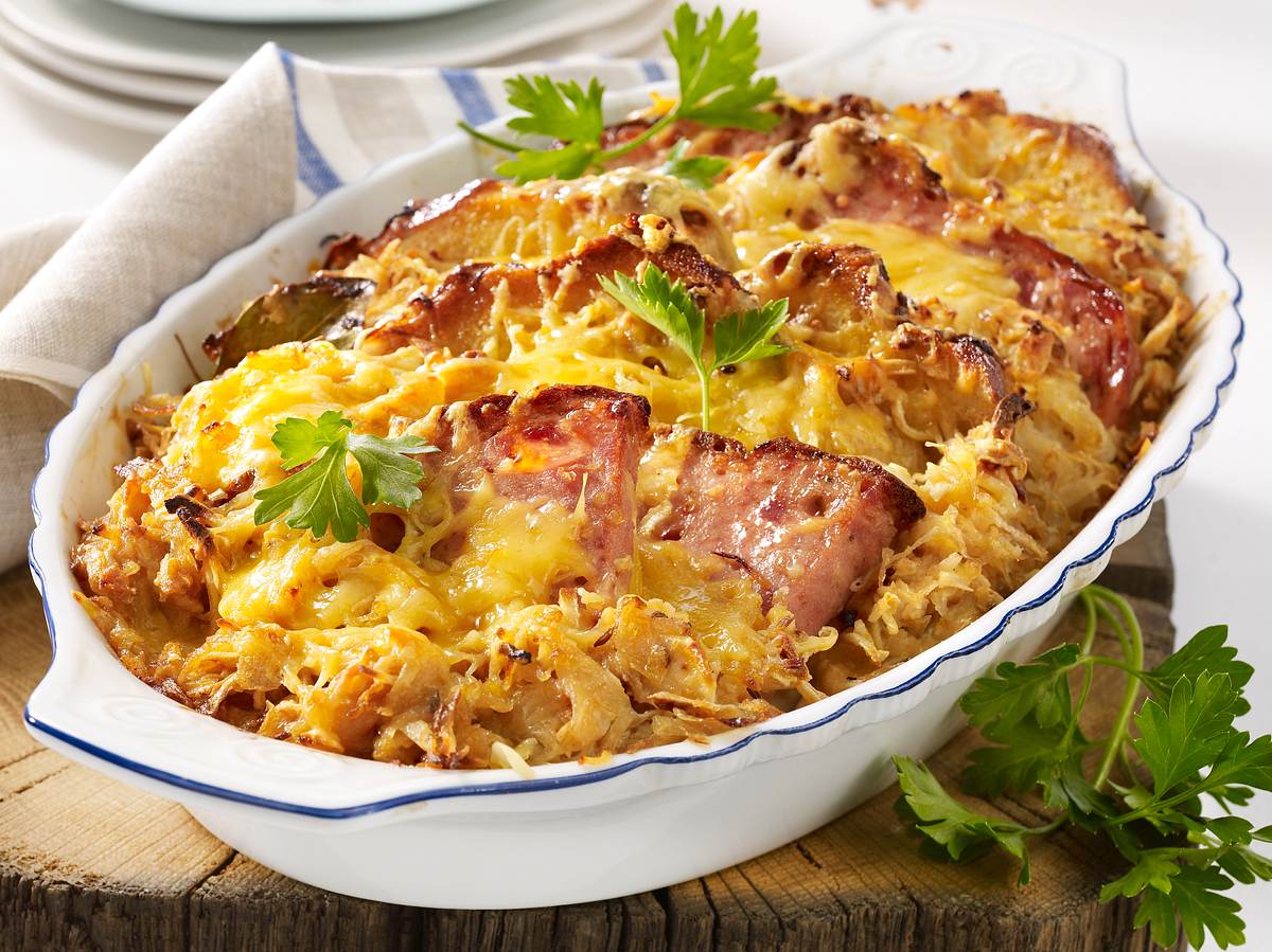Bayerischer Fleischkäse-Auflauf Rezept