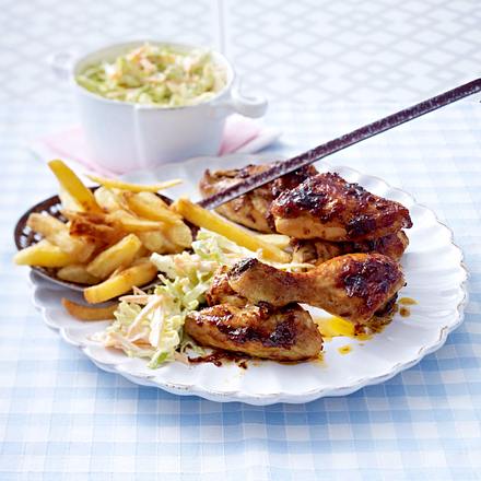 BBQ-Hähnchen zu Möhren-Kraut-Salat Rezept