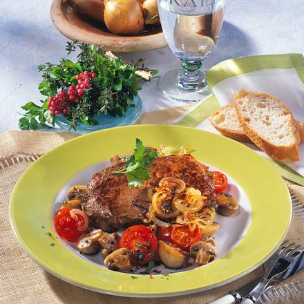 Beefsteak mit Tomaten & Pilzen Rezept Beefsteak mit Tomaten & Pilzen Rezept